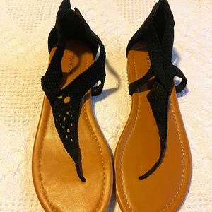 Maurices Crocheted Gladiator Sandals - Black - Size 10M